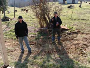 Pat and Larry figuring out how to brace the porches