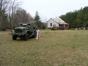 Winching it up the hill in the pasture